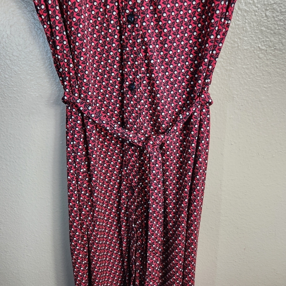Mossimo Womens |M| Red Floral Sleeveless Buttonfront Shirtdress w/Waist Belt - Picture 4 of 6